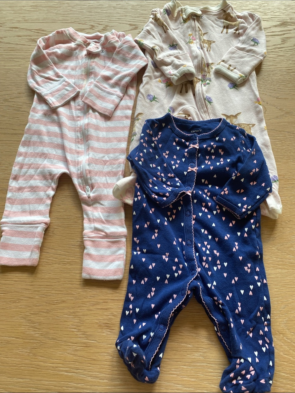 Carters, Burt’s Bees, Monica and Andy One-Piece sleepers Set of 3